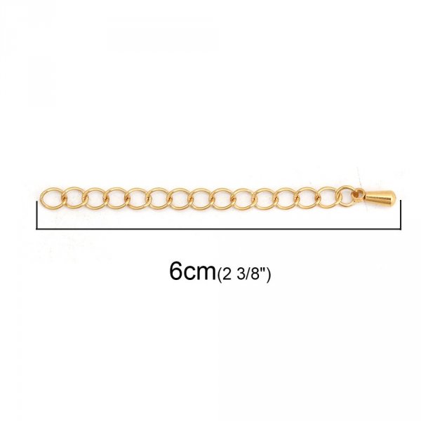 Cha&icirc;ne d'Extension Pour Collier Bracelet en Acier Inoxydable 6 cm N&deg;03 Dor&eacute;