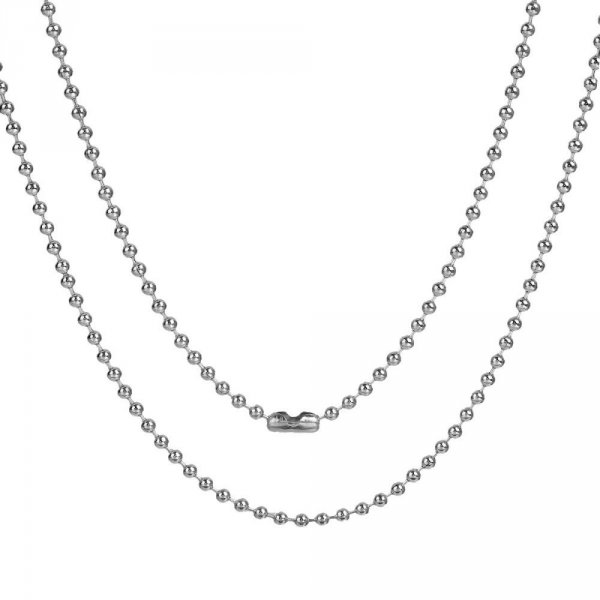 Collier N&deg;02 cha&icirc;ne boule 304 acier inoxydable de 60 cm -2mm