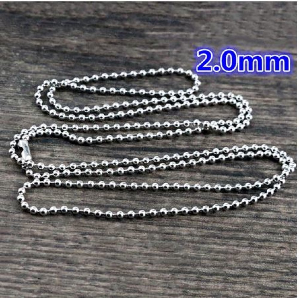 Collier N°03 chaîne boule 304 acier inoxydable de 70 cm - 2mm