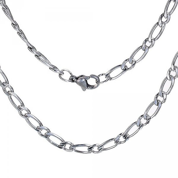 Collier N&deg;03 en acier inoxydable maille Figaro de 50.5 cm