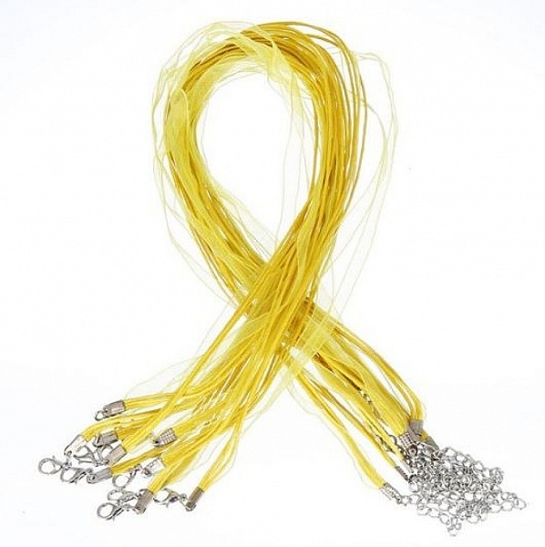 Collier ruban organza N&deg;05 et cordon enduit cir&eacute;