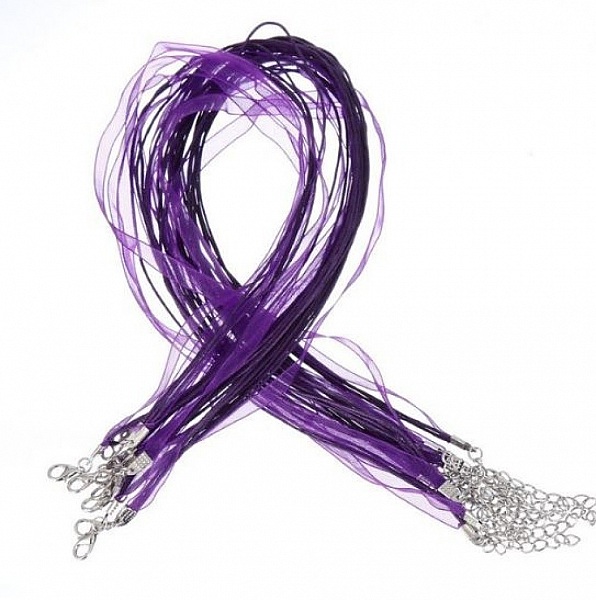 Collier ruban organza N&deg;16 et cordon enduit cir&eacute;