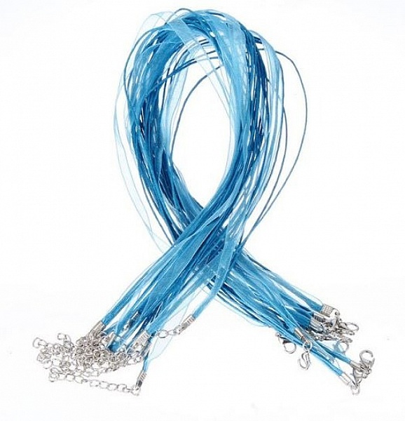 Collier ruban organza N&deg;08 et cordon enduit cir&eacute;