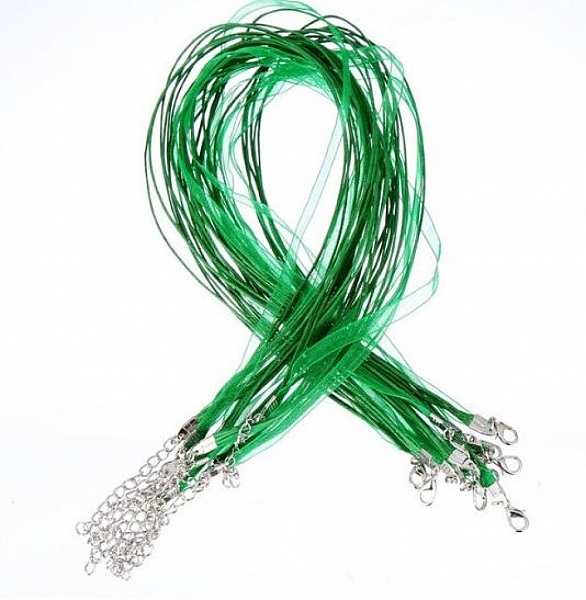 Collier ruban organza N&deg;09 et cordon enduit cir&eacute;