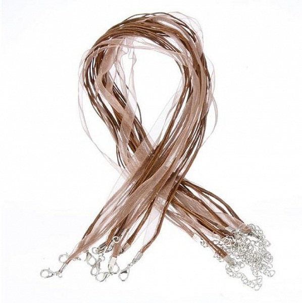 Collier ruban organza N&deg;11 et cordon enduit cir&eacute;