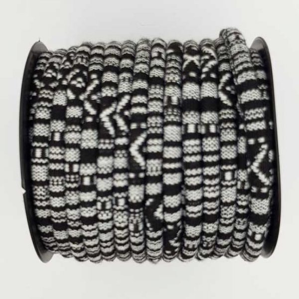 Cordon rond spaghetti N&deg;01 Noir Blanc x 1 m&egrave;tre