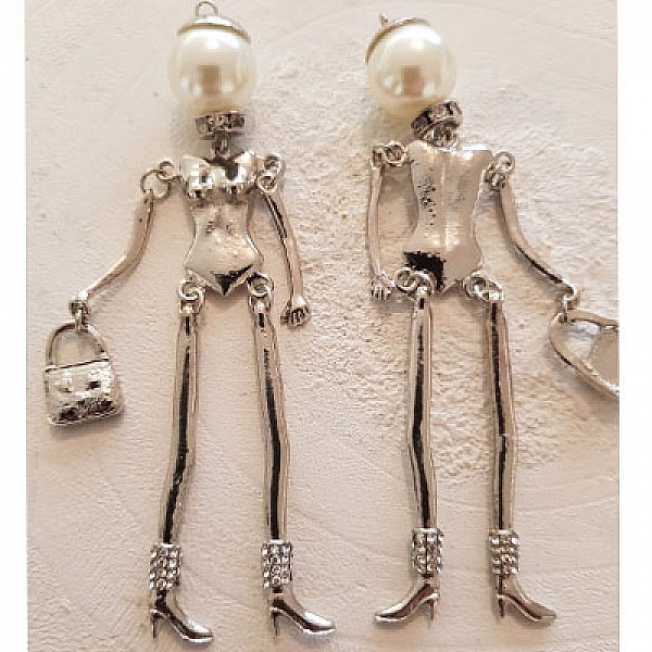 Corps de poup&eacute;e en m&eacute;tal couleur Argent et Strass 10 cm