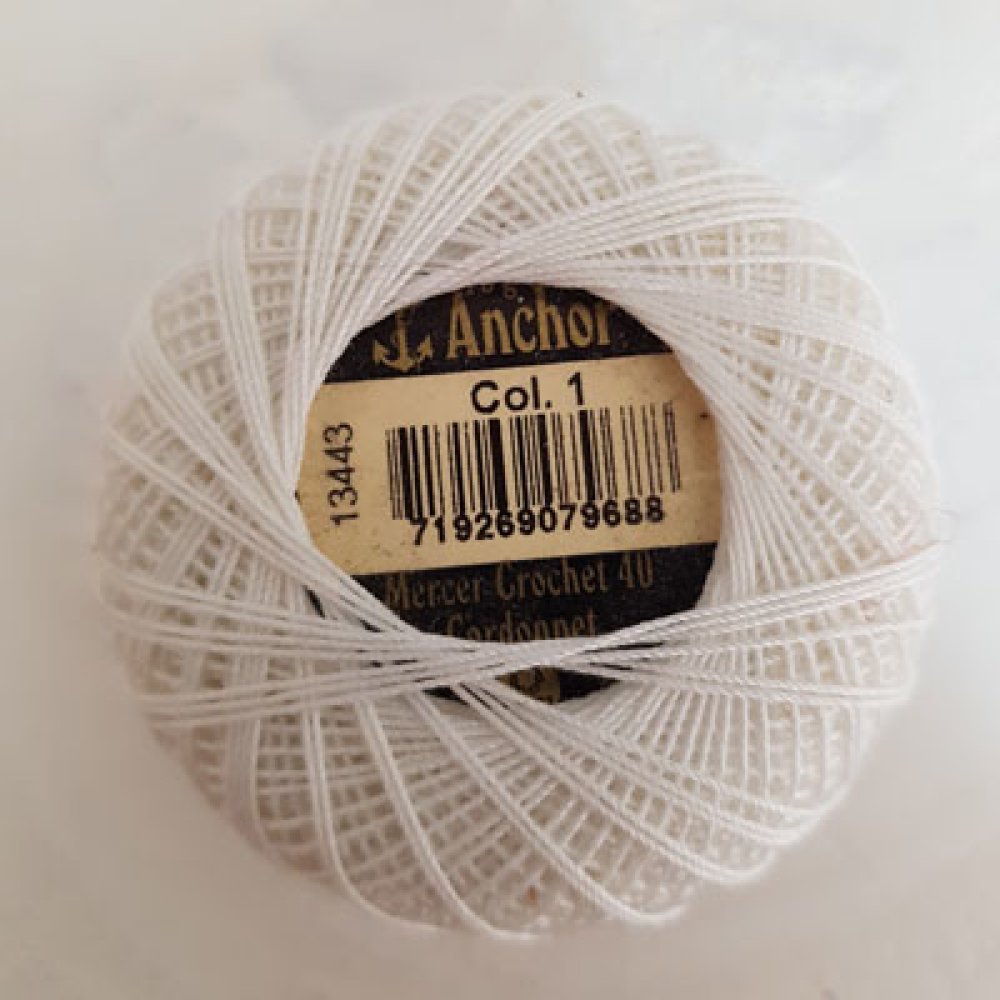Coton perlé à broder, en bobine, Anchor - 10 g Blanc