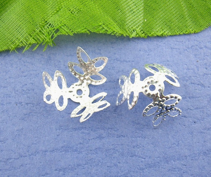 Coupelle Filigran&eacute;e en Alliage Fleur Argent&eacute; x 300