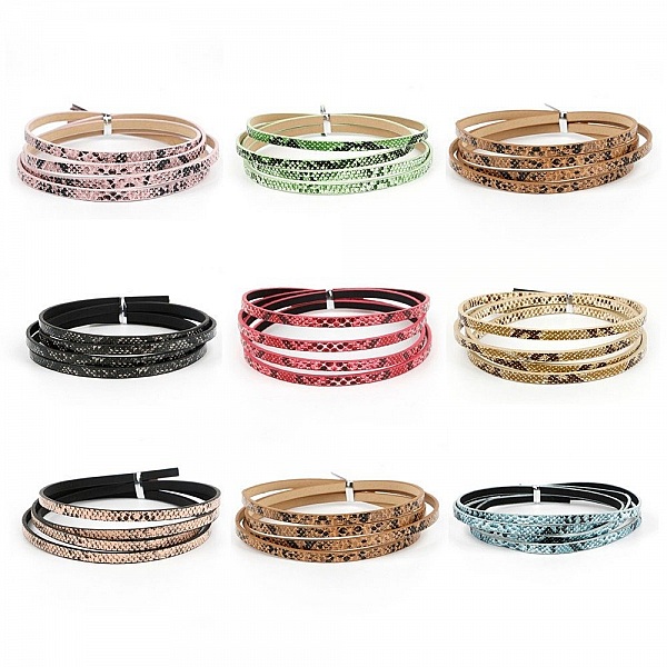 Cuir 05 mm Rose dessin peau de serpent 1 m&egrave;tre