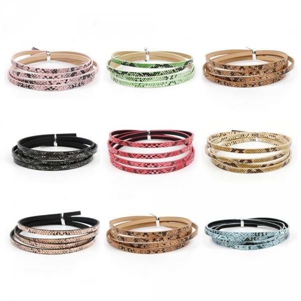 Cuir 05 mm Vert dessin peau de serpent 1 m&egrave;tre