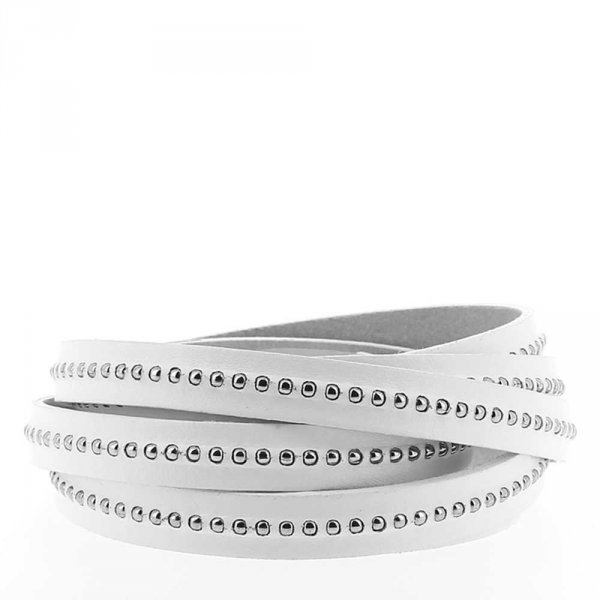 Cuir Bille Blanc de 10 mm avec cha&icirc;nette bille nickel free par 20 cm