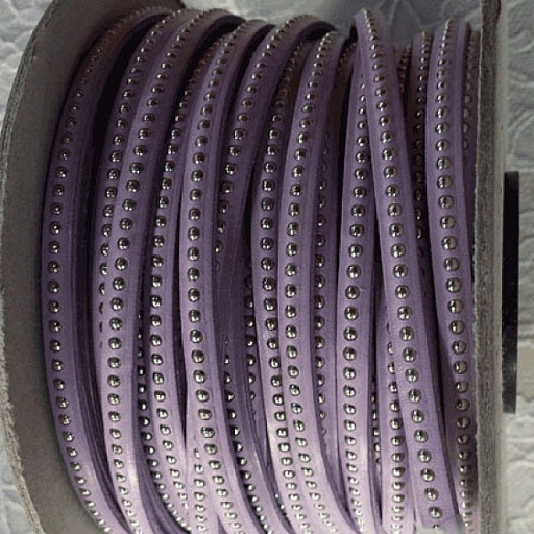 Cuir Bille Glicine de 06 mm avec cha&icirc;nette bille nickel free par 20 cm