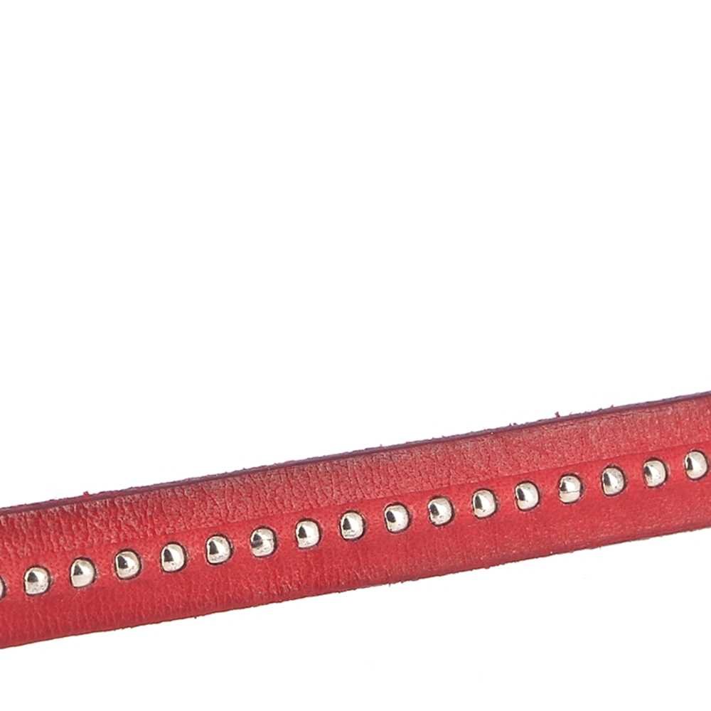 Cuir Bille Rouge de 10 mm avec chaînette bille nickel free par 20 cm