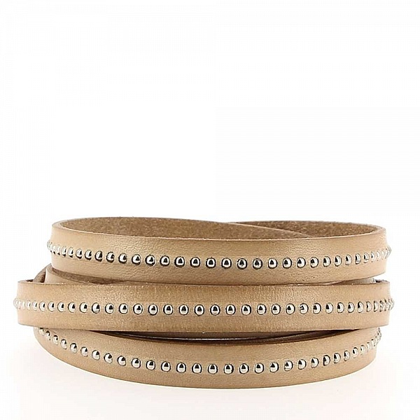 Cuir Bille Sable de 10 mm avec cha&icirc;nette bille nickel free par 20 cm