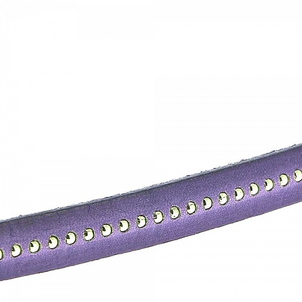 Cuir Bille Violet de 10 mm avec cha&icirc;nette bille nickel free par 20 cm