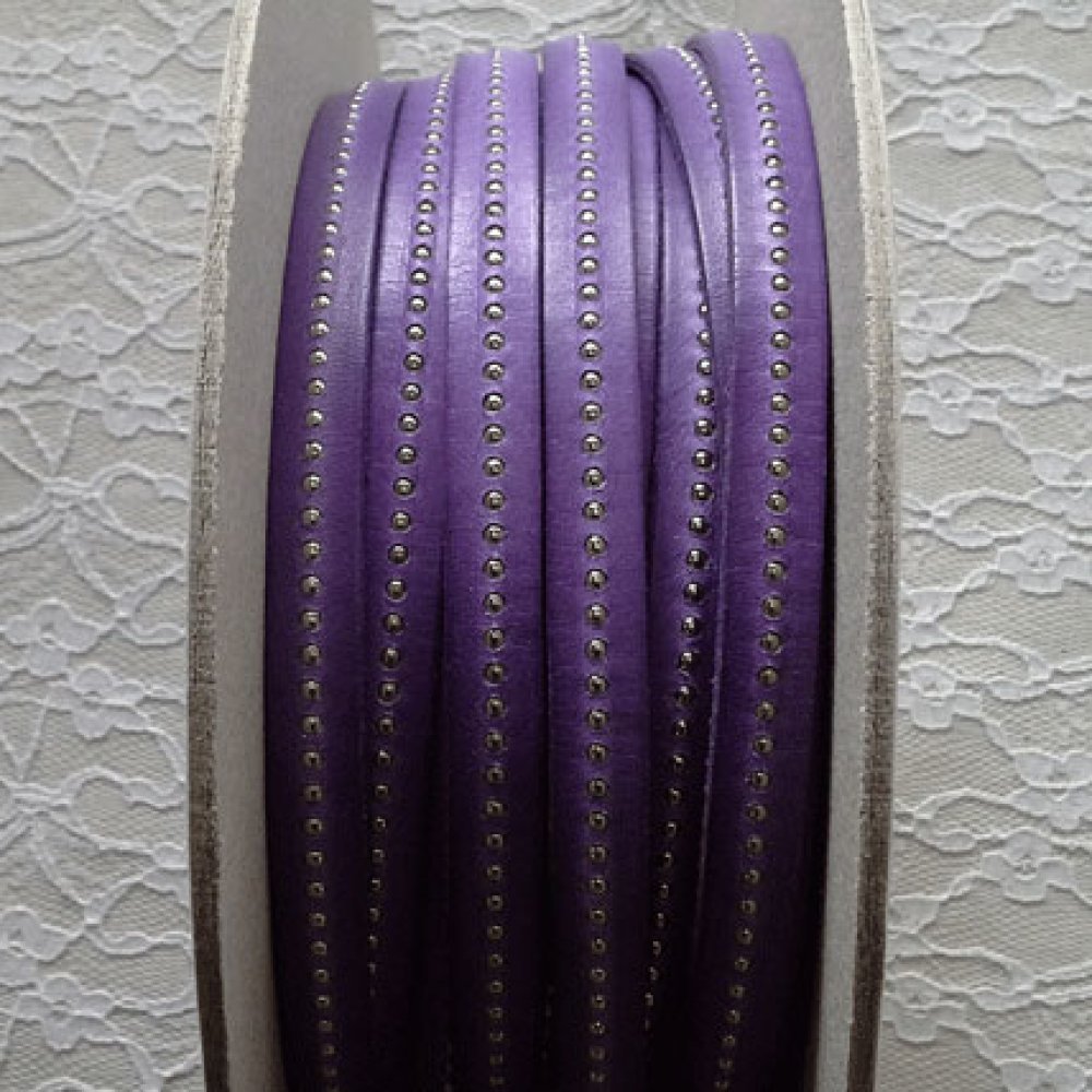 Cuir Bille Violet de 10 mm avec chaînette bille nickel free par 20 cm