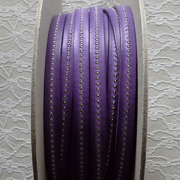 Cuir Bille Violet de 10 mm avec cha&icirc;nette bille nickel free par 20 cm