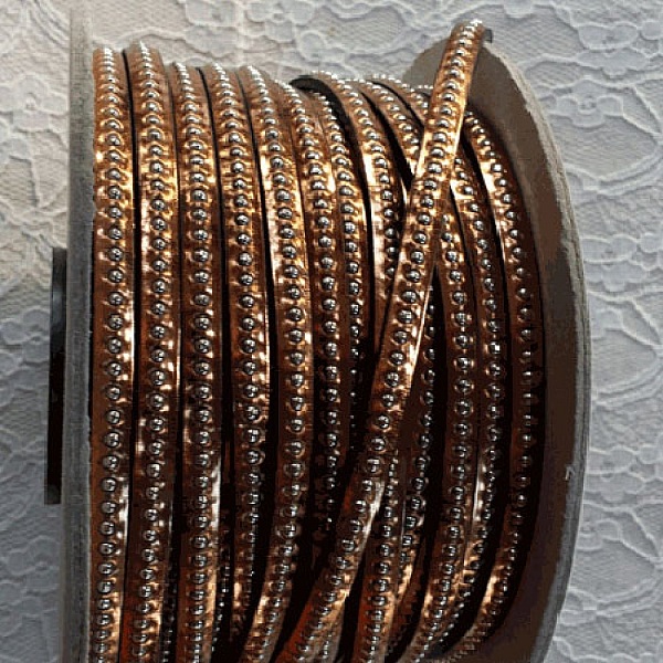 Cuir Bille miroir Antic de 06 mm avec cha&icirc;nette bille nickel free par 20 cm