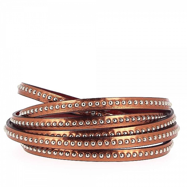 Cuir Bille miroir Antic de 06 mm avec cha&icirc;nette bille nickel free par 20 cm