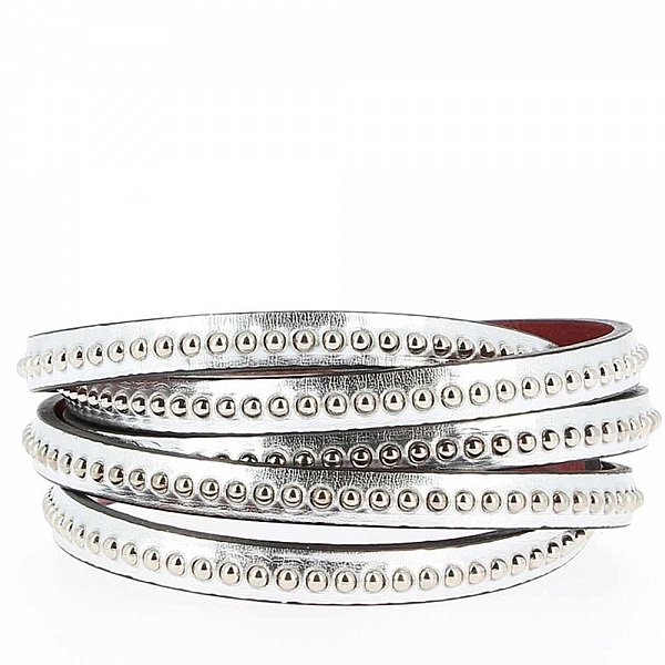 Cuir Bille miroir Argent de 06 mm avec cha&icirc;nette bille nickel free par 20 cm