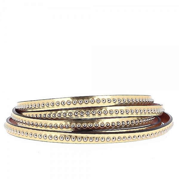 Cuir Bille miroir Or de 06 mm avec cha&icirc;nette bille nickel free par 20 cm