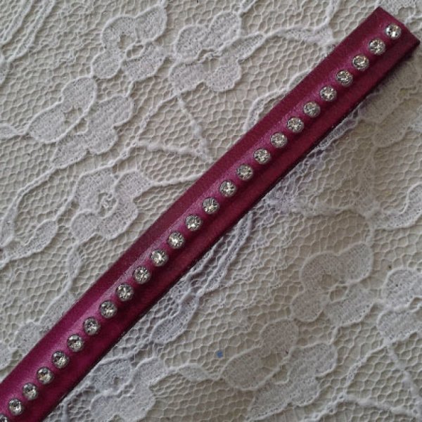Cuir DD-Fuxia de 10 mm Strass Swarovski par 20 cm