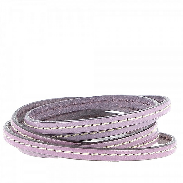 Cuir Plat Veau Lilas 05 mm par 20 cm Cousu 1 fil blanc