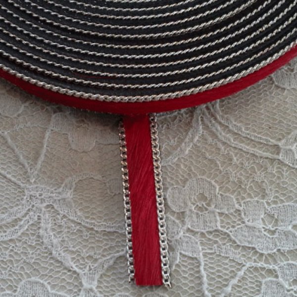 Cuir Plat Veau Rouge 10 mm par 20 cm peau et cha&icirc;ne