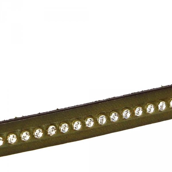 Cuir Vert Militaire de 10 mm Strass Swarovski par 20 cm