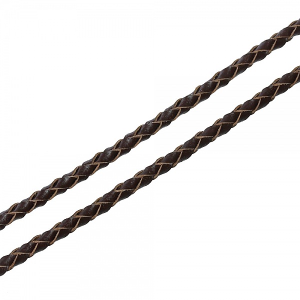 Cuir rond tress&eacute; Caf&eacute; 03 mm x 2 m&egrave;tres