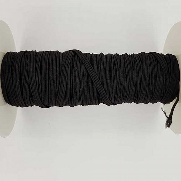 Elastique masque plat 5 mm noir n&deg;03 au m&egrave;tre