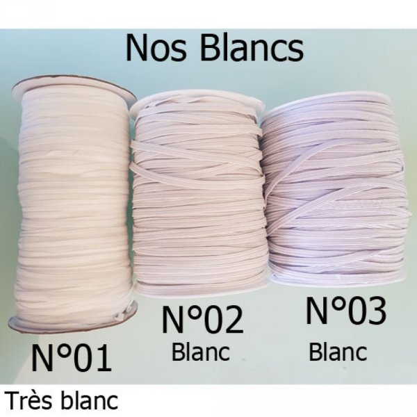 Elastique plat 5 mm Blanc X 10 M&egrave;tres N&deg;03