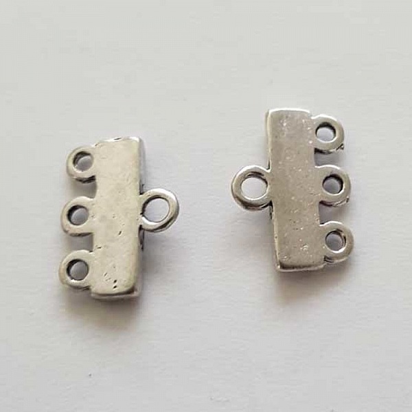 Embout fermoir multi rangs 3 trous Argent N&deg;06