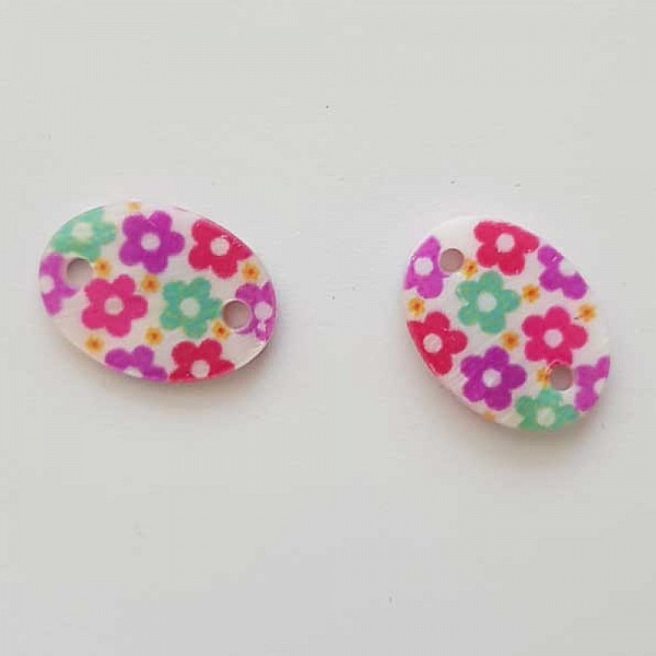 Entre deux fantaisie Ovale &agrave; fleurs 20x14 mm N&deg;05