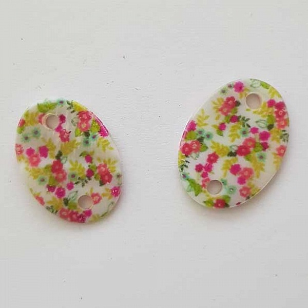Entre deux fantaisie Ovale &agrave; fleurs 20x14 mm N&deg;08