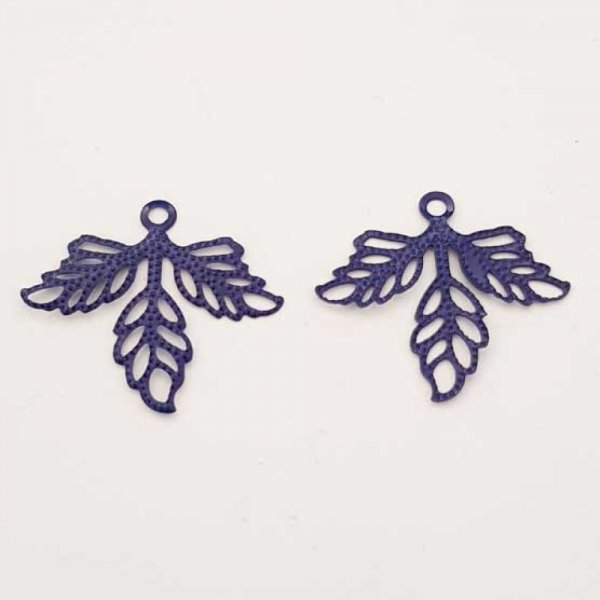 Estampe N&deg;08 Feuille Bleu 23 x 25 mm