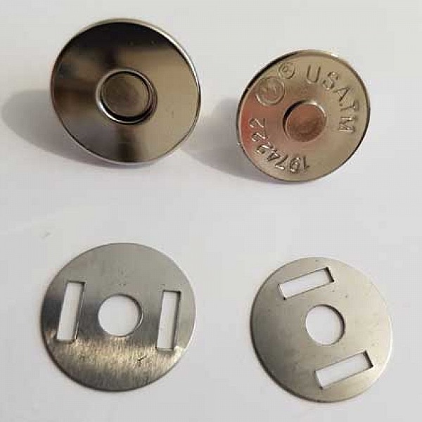 Fermoir aimant&eacute; Argent&eacute; 18 mm pour fermeture de sac, pochette