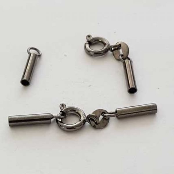 Fermoir complet 38 x 2,2 mm Gun M&eacute;tal x 2