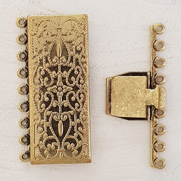 Fermoir rectangulaire Multi-Rangs Bronze.