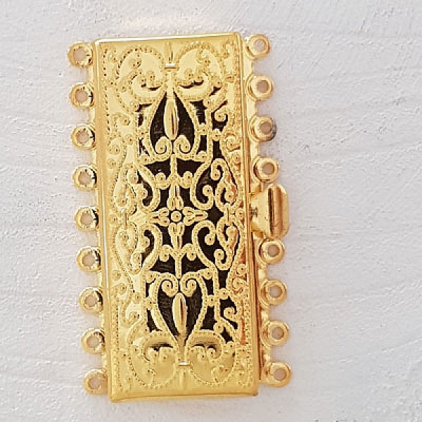 Fermoir rectangulaire Multi-Rangs Dor&eacute;.