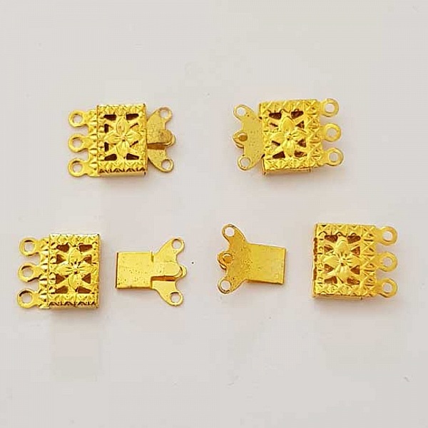 Fermoir rectangulaire Multi-Rangs Dor&eacute; N&deg;04