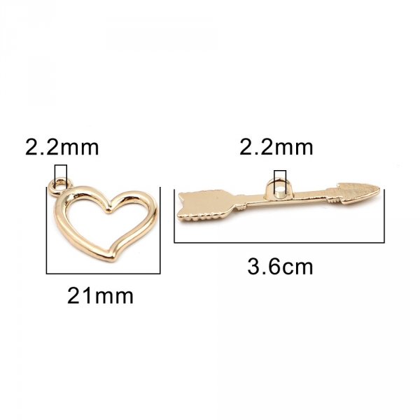 Fermoirs Toggle Motif C&oelig;ur et Fl&egrave;che Plaqu&eacute; Or 16K N&deg;01