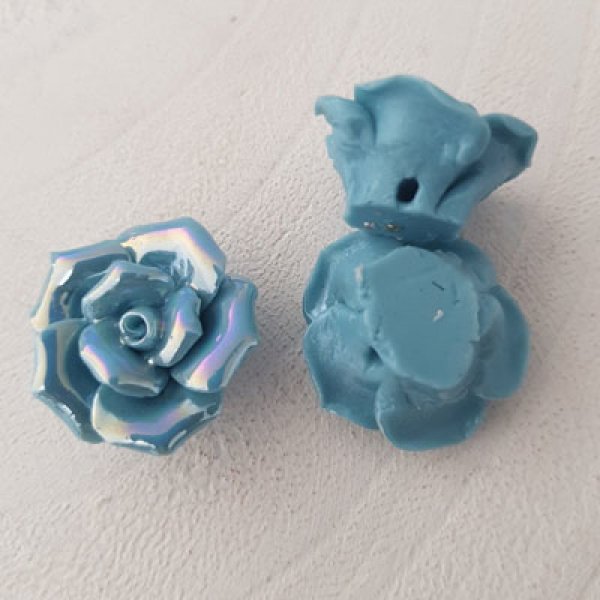 Fleur Fa&iuml;ence 20 mm N&deg;02-07 Bleu turquoise