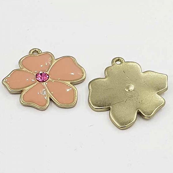 Fleur M&eacute;tal &Eacute;maill&eacute; 25 mm Rose