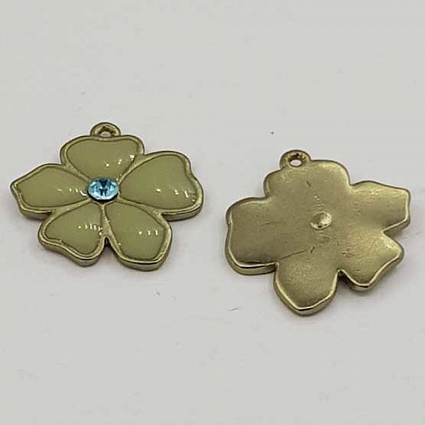 Fleur M&eacute;tal &Eacute;maill&eacute; 25 mm Vert Clair