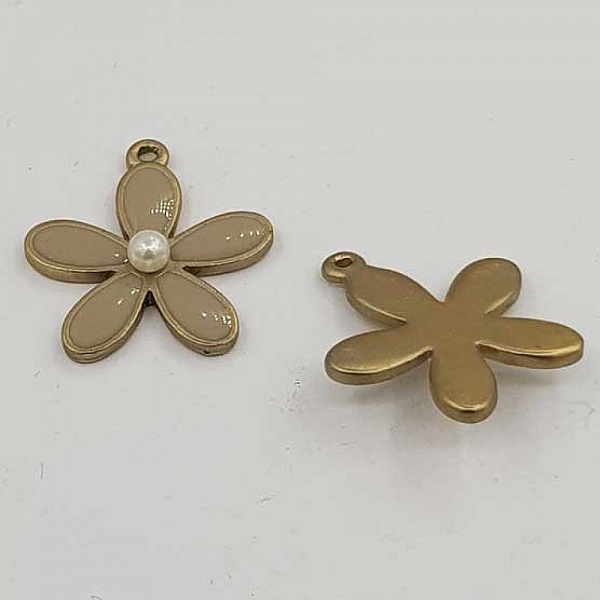 Fleur M&eacute;tal &Eacute;maill&eacute; 26 mm Gris