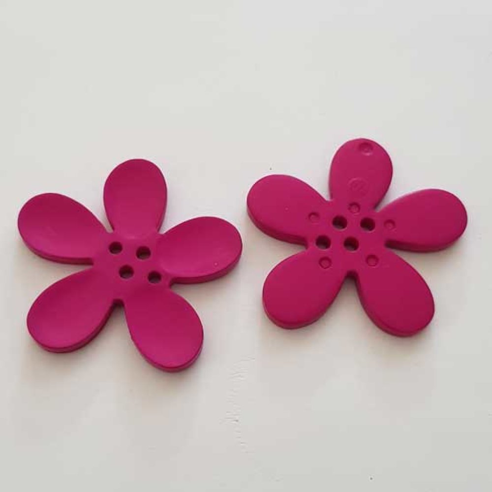 Fleur Orchidée résine 4 trous 40 x 3 mm Mauve Fushia