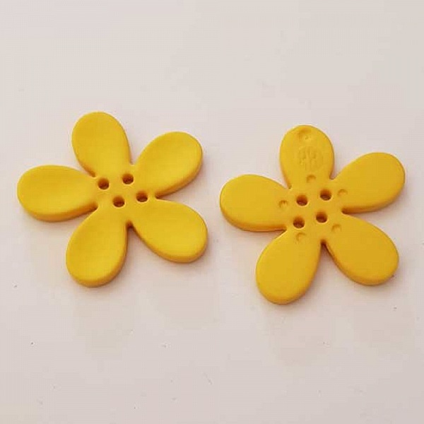 Fleur Orchid&eacute;e r&eacute;sine 4 trous 30 x 3 mm Jaune