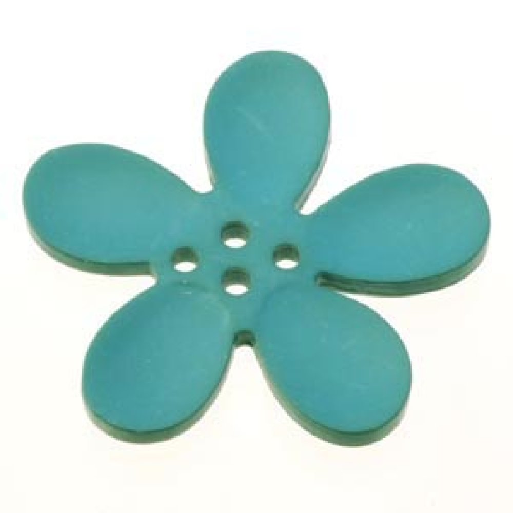 Fleur Orchidée résine 4 trous 40 x 3 mm Turquoise Clair